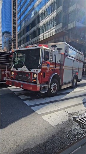 FDNY High Rise Unit 1 Leaving From A Hi Rise Fire On West 43rd Street In Midtown, Manhattan, NYC