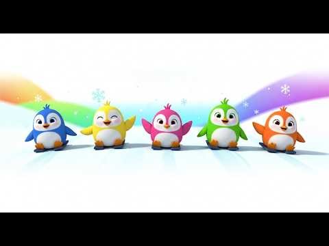 Five Little Penguin Friends Slide Slide Slide | Winter Animal Song & Counting Rhyme