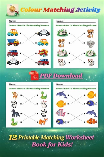 Printable Matching Worksheets, Match the Picture, Kindergarten Preschool Activity, Busybook, Educational Pages Printable PDF. - Etsy