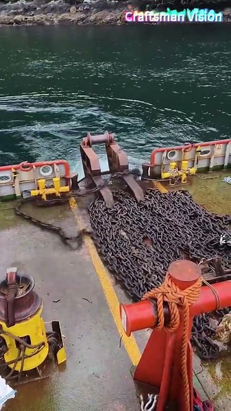 Stunning Footage! Classic Moment of Anchor Chain Free-Falling into Water on Ship Deck