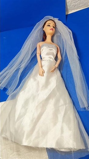 Turning my doll into beautiful bridal || how to make doll wedding dress #handmade #barbiedresses
