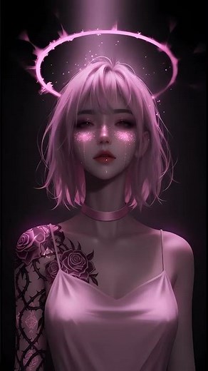 Neon Fallen Angel 💗 4K AMOLED Live Wallpaper – Pink Halo of Sorrow