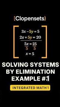 Solving Systems by Elimination method (easy example) #maths #math #education #algebra