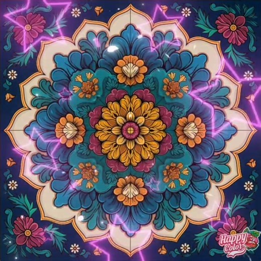Colour with me a Mandala in Happy Color App.