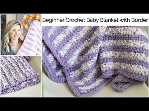 Beginner Crochet Baby Stripes Blanket with Border:Baby Series