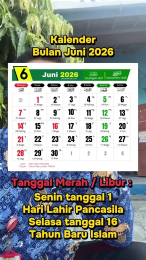 Kalender Bulan Juni 2026
