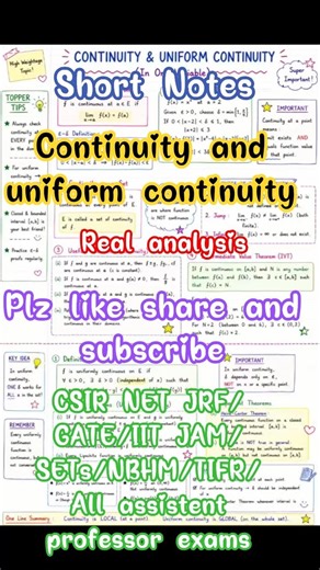 Continuity and uniform continuity | Real analysis #study #maths #viral #exam #short #education