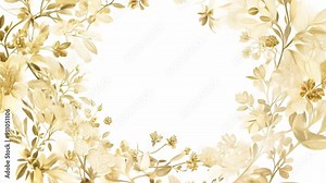 This delicate floral border in cream and gold surrounding an empty center for custom text.