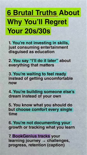 Most people don’t fail… They wait until regret becomes permanent. ⏳ Don’t just read—track what you learn. That’s why I use BookGenius. 📚🔥