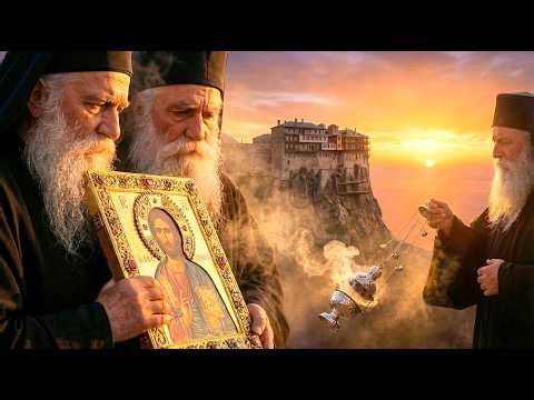 Mount Athos Procession Prayer — Orthodox Monks Carry the Icon Around Simonopetra Monastery