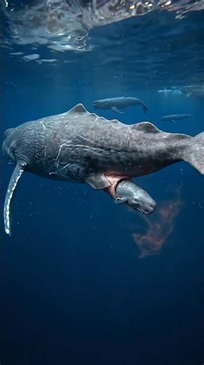 Mother Sperm Whale Delivers Her Calf in the Wild 🐋 #whales #ocean #wildlife