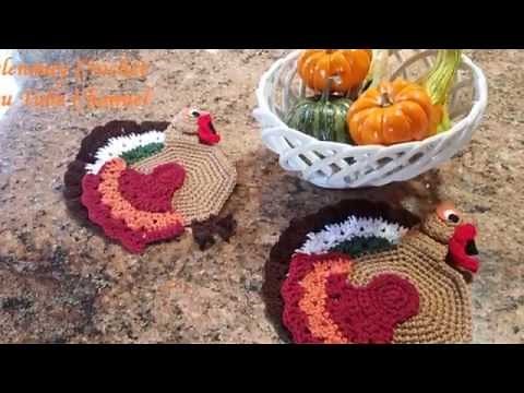 Crochet Turkey Hotpad Potholder and Kitchen towel topper DIY tutorial