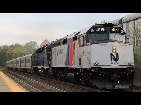 NJT F40PH-2CAT 4119 and NJT CNJ Heritage Unit 4109 Doubleheader at Waldwick Station 4/25/2025