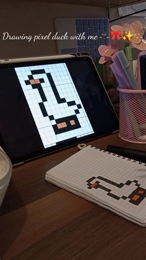 Drawing pixel duck with me'"•`°~°`•°✨❇️#lesserafim #spagetti #duck #pixel