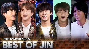 BTS (방탄소년단)'s Jin stops by The Tonight Show to compete in various games with his bandmates, dish on his solo debut album, Happy, and show Jimmy how to do his "Super Tuna" dance. | The Tonight Show Starring Jimmy Fallon