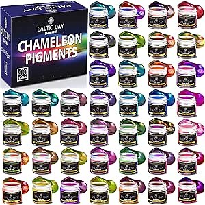 BALTIC DAY - Chameleon Mica Powder, 40 Jars of Color Shift Mica Powder Set - Chameleon Mica Powder for Resin - Chameleon Powder - Holographic Mica Powder