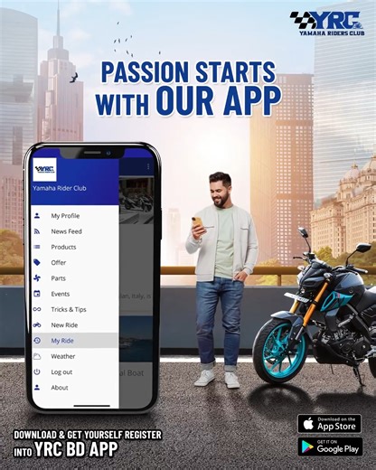 Your passion starts with the Yamaha Riders Club app! 📲🏍️ Experience the thrill, connect with fellow riders, and explore exclusive benefits. Download now and let the adventure begin! 🔥 Download Link :https://play.google.com/store/apps/details... #YRC #app #Download #connect | Yamaha Riders Club - Bangladesh YRC.BD