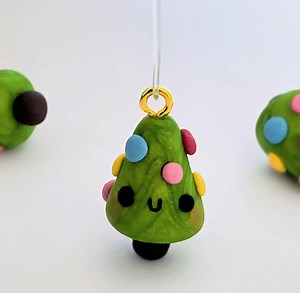 Kawaii Polymer Clay Christmas Tree Charms | Christmas Charms for Hoop Earrings, Keychains, and Necklaces