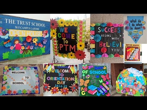 Notice board decoration/Classroom board decoration/Welcome board design/Paper crafts board ideas