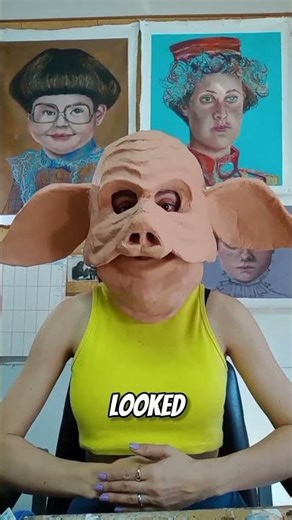 She Made a Realistic Pig Mask Out of Garbage #short