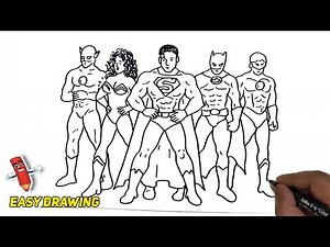 Justice League Easy Drawing | Justice League Easy Line Drawing | Justice League Cartoon Characters