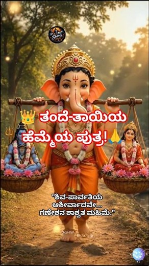 ❤️ ಲೋಕವನ್ನು ಗೆದ್ದದ್ದು ಬಲದಿಂದಲ್ಲ... ತಂದೆ-ತಾಯಿಯ ಮೇಲಿನ ಭಕ್ತಿಯಿಂದ! 🐘🙏 #SriGanesha #Devotional