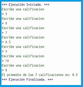 Calcular el promedio de un alumno que tiene 7 calificaciones