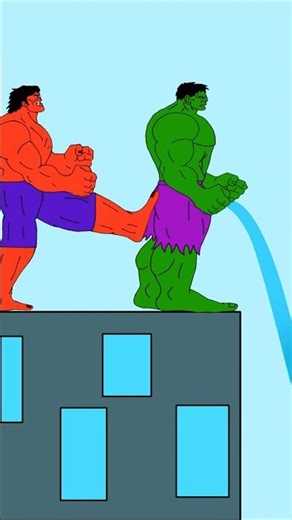 Red Hulk Kicks Green Hulk off the building Funny Animation The Best Laugh