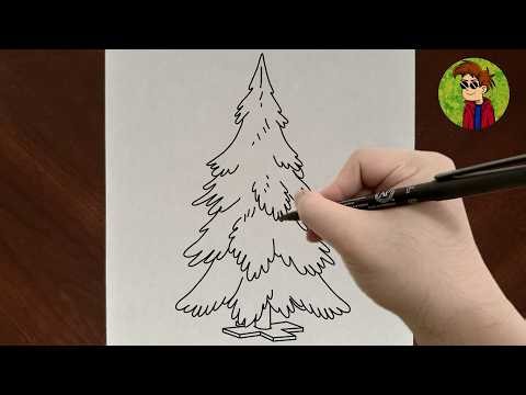 How To Draw A Fraser Fir Christmas Tree🌲 (EASY AND SLOW) | "Messiah" by Handel #art #fyp