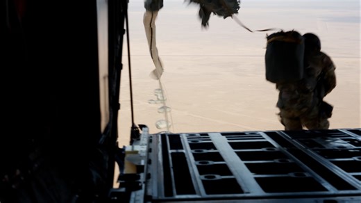 US Airforce Jumping Out of C-130J Super Hercules Plane