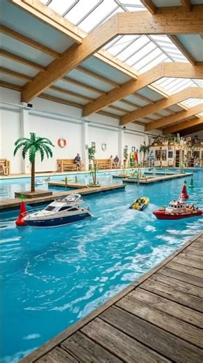 RC Boat High Speed Laps in a Scale Model Marina 🌊