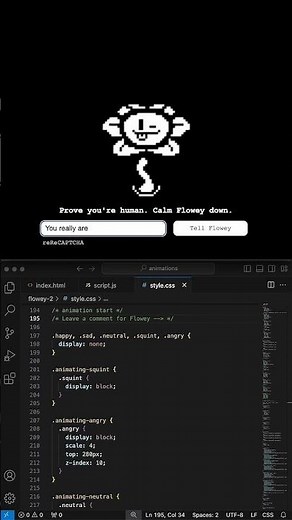 Undertale Omega Flowey CAPTCHA CSS Animation