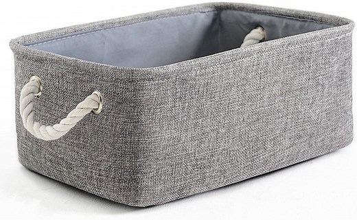 TESPERT Grey Small Storage Basket - Collapsible EVA Organizer Bin with Handles (11.8x7.9x5.1") for Closet, Toys, Laundry - Durable & Space Saving