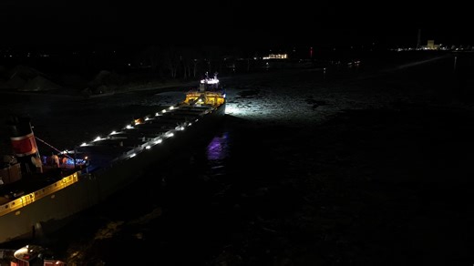 Alpena turning off the Amrize Cement Dock, assisted by the tug North Dakota and headed out of the Saginaw River on 12/19/25. 18 minutes of action in 18 seconds.... | Saginaw River Images - by Todd Shorkey