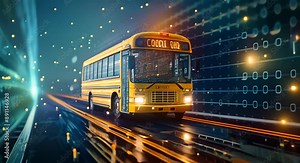 High-Tech Autonomous School Bus with AI and Digital Data Integration