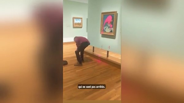 Climate change activist throws pink paint at Picasso painting