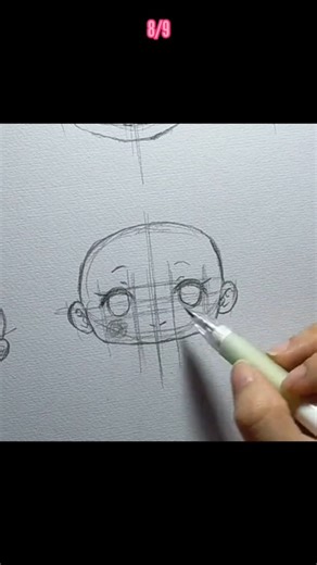 How To Draw Chibi Head with Pointy Chin 8/9 #shorts #chibiart #chibihead #chibicute #chibistyle