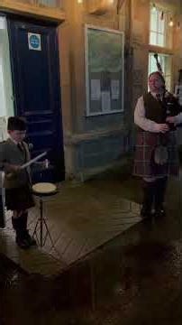 Fionn and his Mum playing at Pitlochry Rotary Club last night. #drumming #bagpipes #motherandson