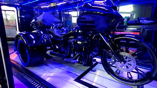 H.D. Pope Funeral Homes' black Harley trike & Rosewood Classic Coach Grand Vista Protégé trailer hearse walk around while displayed at National Funeral Directors and Morticians Association, Inc. National Harbor convention. When not serving at two NC locations this showcase trailer is a serious flex. #funetorium #funeralfinds #funeralhistory #funeralhome #funeralcoach #harley #davidson #rosewood #grandvista #protege #hearse #trailer #hdpope #rollingstock #northcarolina #nfdma #nationalharbor #mar