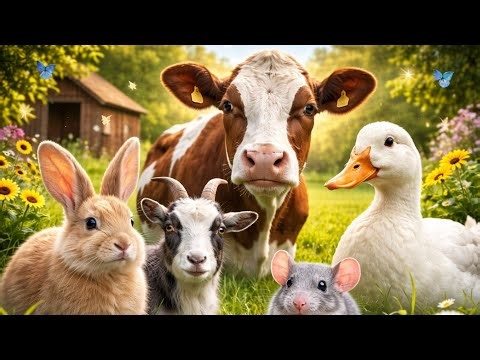 Farm Animal Habitats : Chickens,Pig,Cows,Goats Buffalo,Dogs,Cats,Butterflies—Animal Video