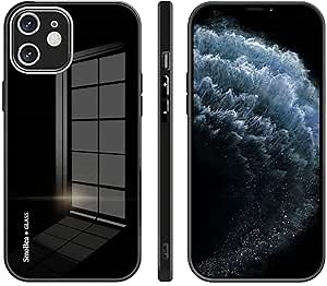 SmoBea Compatible with iPhone 11 Case, [Black Upgrade Tempered Glass Back] Hybrid Crystal Proof Scratching with Soft Silicone Bumper Cover Shockproof Slim Glass Phone Case for iPhone 11 6.1" - Black