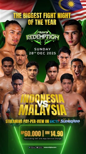 RCTI+ Official on Instagram: "Stream the biggest fight night of the year 🥊 Check the video to know how to buy pay-per-view access of FURY REDEMPTION! Streaming Pay-per-view on RCTI+ Rp60,000 | RM 14,90 rcti.plus/furyredemption #RCTIPlusSports #fury #furyredemption #furychampionship"