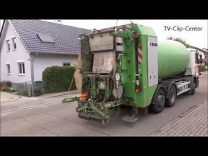 Müllabfuhr leert Mülleimer / Trommel / Garbage Truck at work in Germany