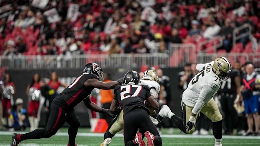 James Pearce Jr. boosts his 2025 sack total to 10.5 via takedown of Tyler Shough