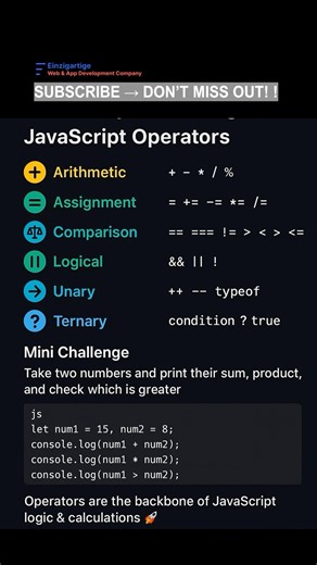 Subscribe 👍 Like ❤️ | JavaScript Operators Explained #shorts #viral #youtubeshorts