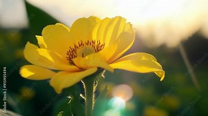 A vibrant yellow flower opening and closing its petals in response to the warmth and light of the sun.