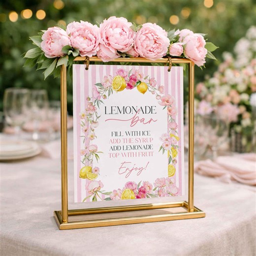 Lemonade Bar Sign, Freshly Graduated, Graduation Baby Bridal Shower Decor: Canva Template (digital Download) - Etsy