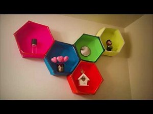 DIY Cardboard Hexagon Floating Shelves