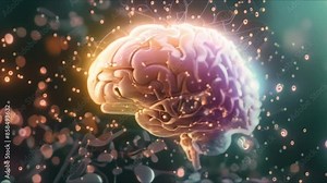 D Rendered Human Brain with Intricate Neural Connections. Concept 3D Modeling, Neuroscience, Brain Science, Medical Illustration