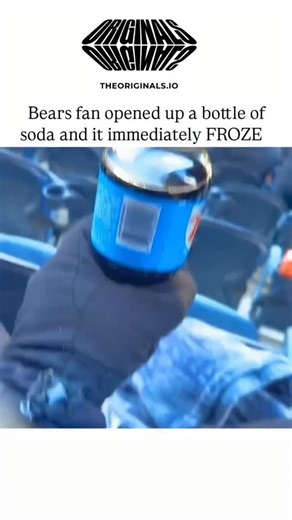 @cinemaa.4u on Instagram: "This viral video from the Chicago Bears vs. Cleveland Browns game at Soldier Field captures a fan opening an RC Cola bottle, where the carbonated soda instantly freezes into slush due to supercooling in sub-zero temperatures around 9°F at kickoff. - Supercooling occurs when liquids like soda are c..."